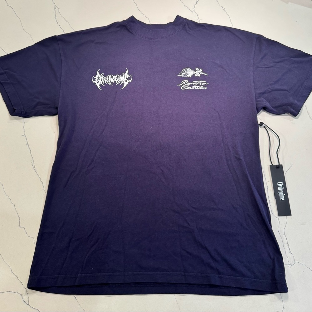 Dark Blue Civil Regime Graphic Tee - S